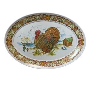 Brookpark Lg‎ Thanksgiving Turkey Platter Oval Serving Tray Melamine 21" Harvest